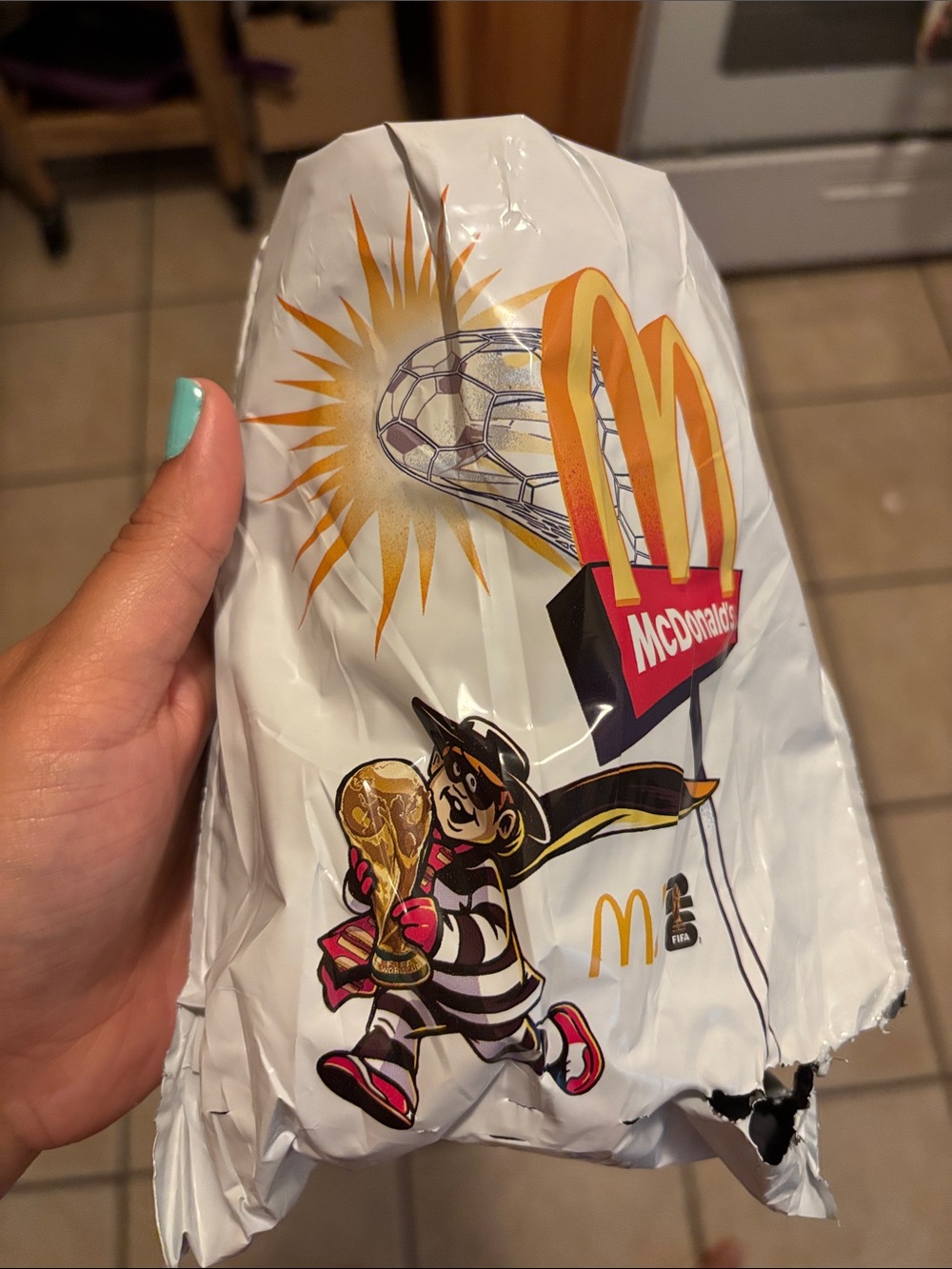 McDonald’s Soccer World Cup Promo Fries Bag - White with Yellow & Red